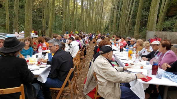 Unes 200 persones han participat, aquest diumenge, a la trobada del PALS que fan els veïns d'Ordis, Pontós i Borrassà. L'Aplec dels tres pobles s'ha fet a la font dels Estudiants. Un grup de comensals hi ha anat caminant.